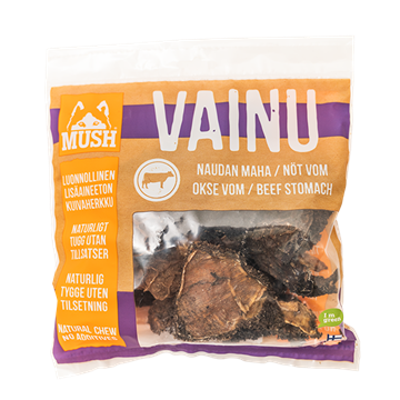 Køb på shop.mush.dk // MUSH VAINU Oksekallun i pose 1 stk. 180g (Rabat ved: 6 Stk.)